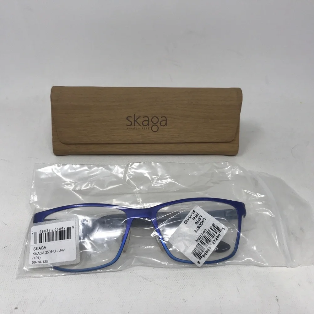 Skaga 2506-U JUVA Rectangle Titanium Glasses, Women's Adult Size - Blue w/Case